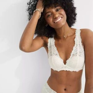 Aerie push-up lace bra in cream